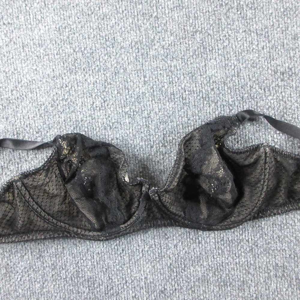 Wacoal Balconette Bra Womens 34D Black Sheer Lace Unlined Underwire Stretch‎